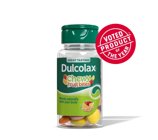 Dulcolax Chewy Fruit Bites bottle with 