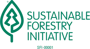 Sustainable Forestry Initiative logo with tree symbol.