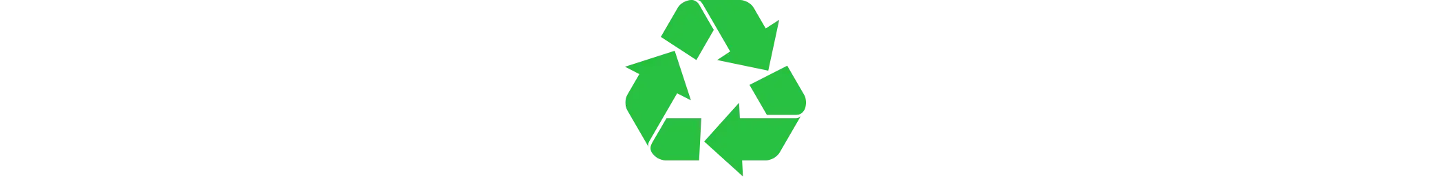 Recycling symbol with three green arrows forming a triangle.